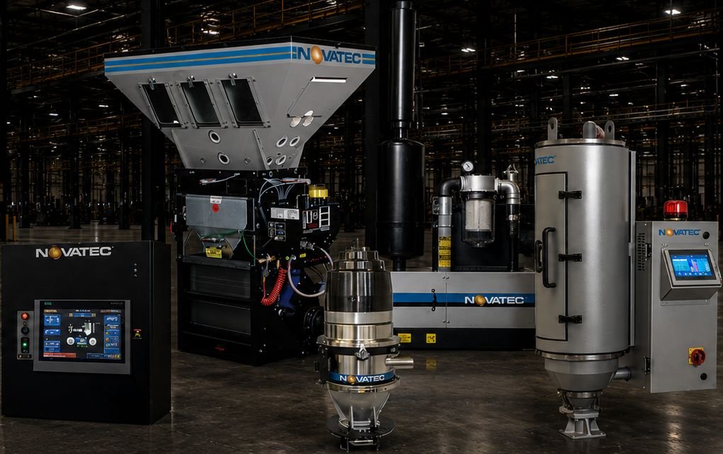 Novatec drying, conveying, blending and control equipment shown together